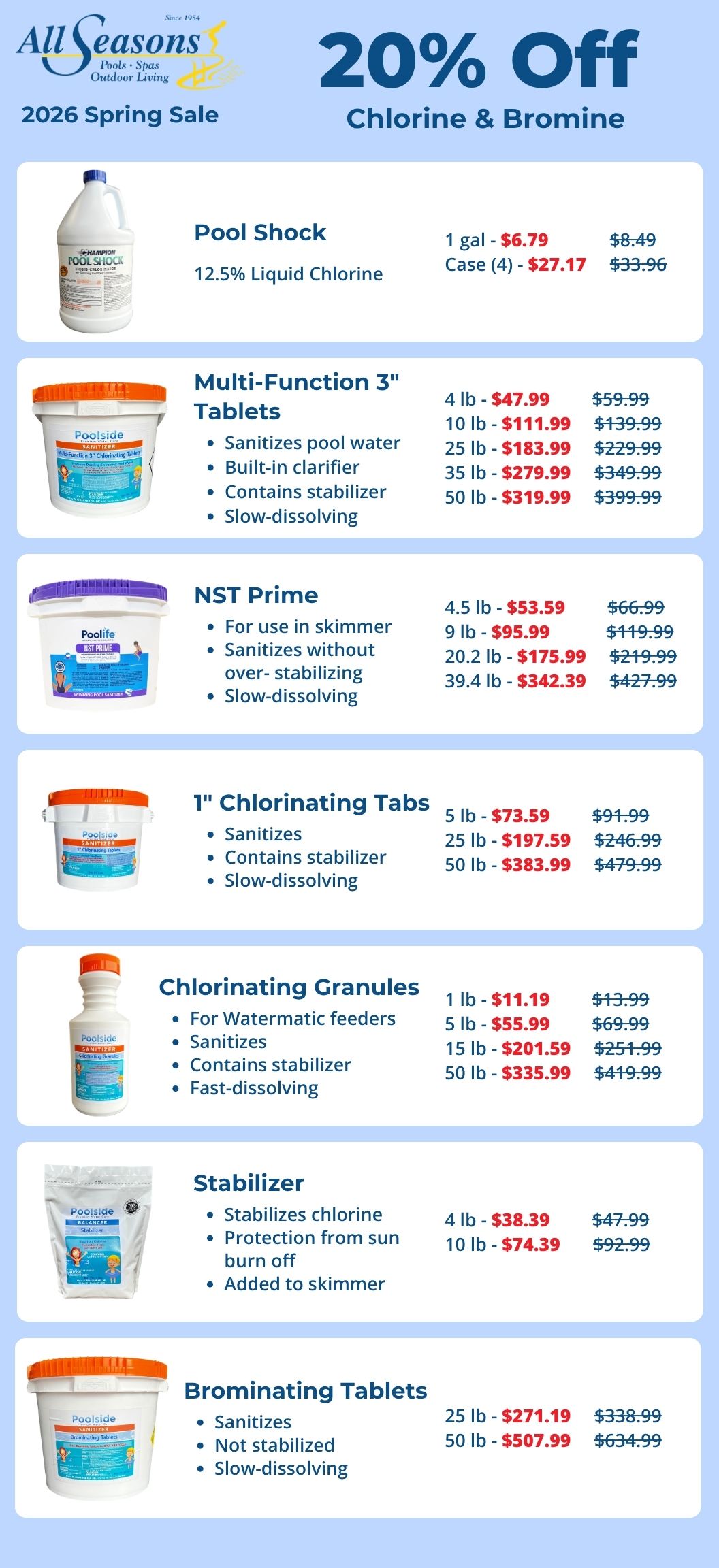 2026 Spring Sale Page 1 - Chlorine & Bromine
